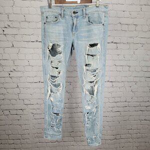 Rag & Bone Blue The Dre Distressed Light Wash Mid Rise Jeans USA Size 28 (33x31)